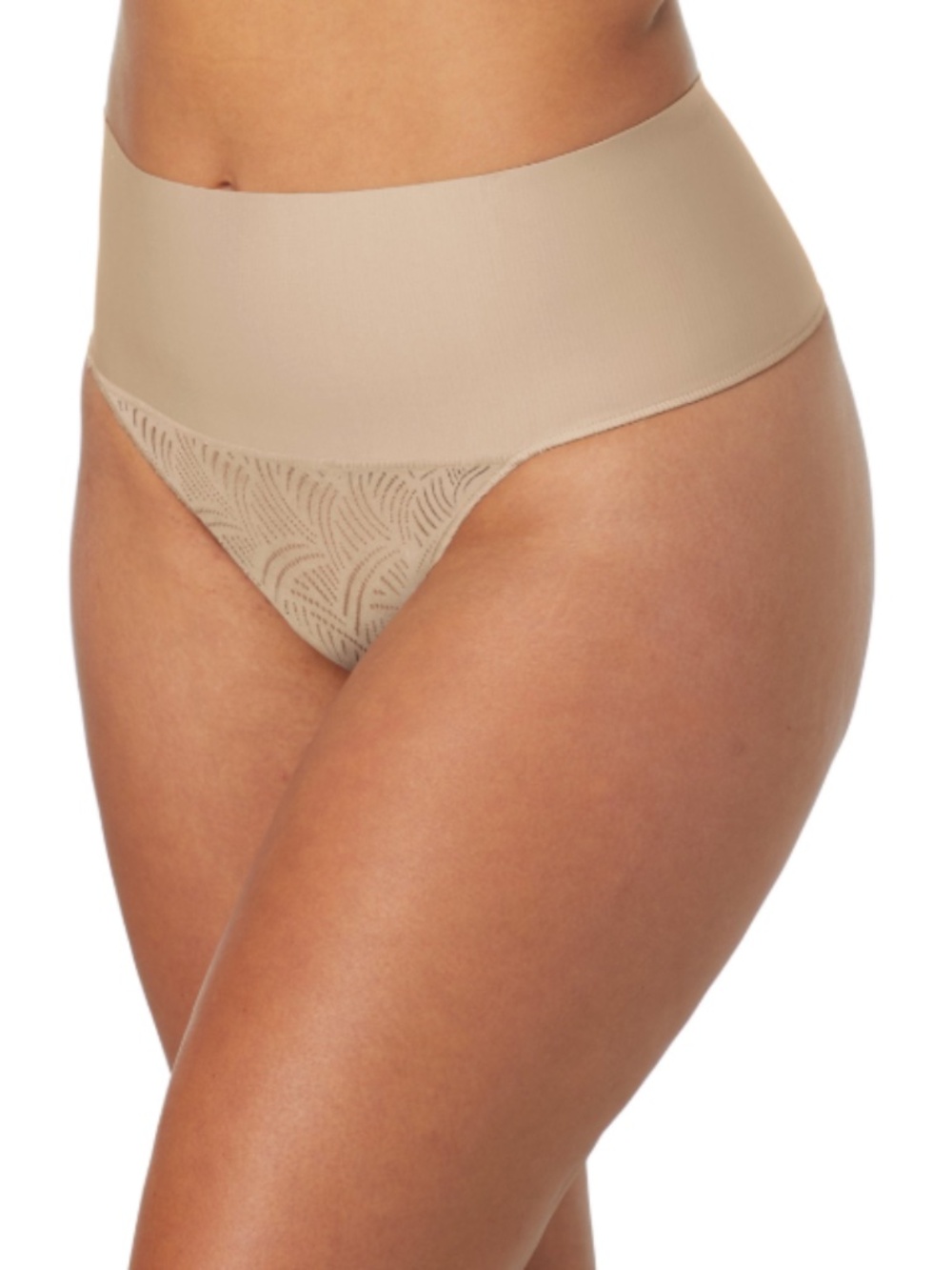 Maidenform Women's DM0049 Tame Your Tummy Lace Thong Beige Size XL 12434